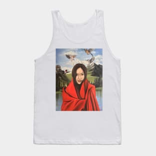 Beautiful woman in red blanket in nature background Tank Top